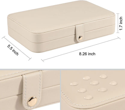 Small Jewelry Box for Women Girls, PU Leather Travel Jewelry Case, Portable Jewelry Organizer Storage Holder Display for Ring Earrings Necklace Bracelet Bangle Men Kids Gift, Black