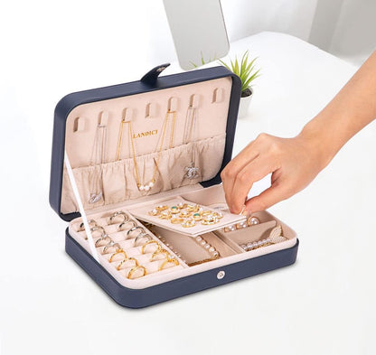 Small Jewelry Box for Women Girls, PU Leather Travel Jewelry Case, Portable Jewelry Organizer Storage Holder Display for Ring Earrings Necklace Bracelet Bangle Men Kids Gift, Black