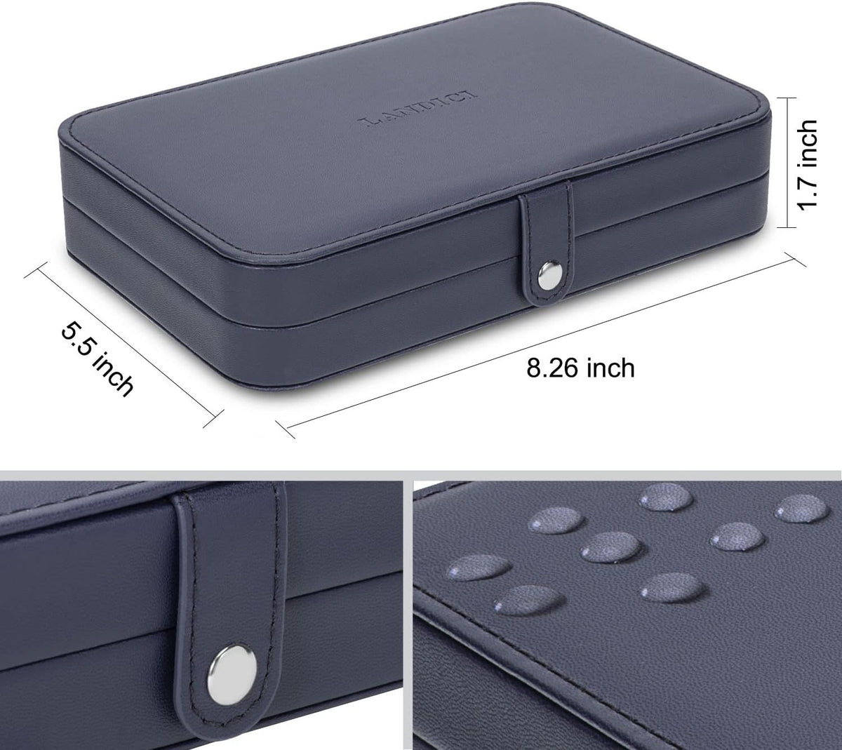 Small Jewelry Box for Women Girls, PU Leather Travel Jewelry Case, Portable Jewelry Organizer Storage Holder Display for Ring Earrings Necklace Bracelet Bangle Men Kids Gift, Black