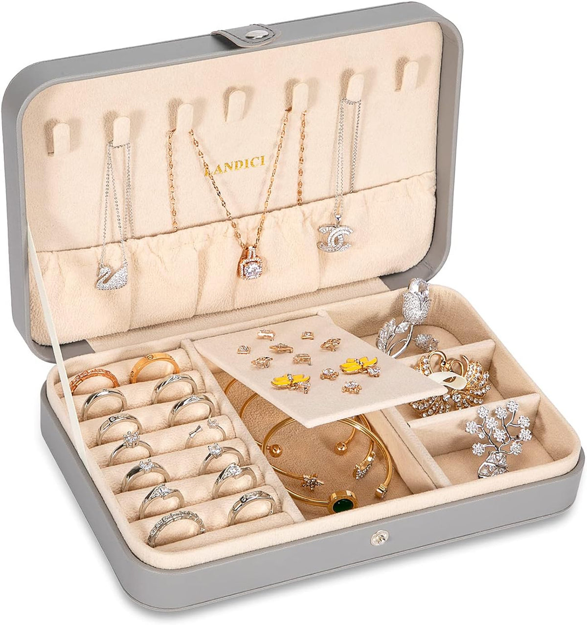Small Jewelry Box for Women Girls, PU Leather Travel Jewelry Case, Portable Jewelry Organizer Storage Holder Display for Ring Earrings Necklace Bracelet Bangle Men Kids Gift, Black