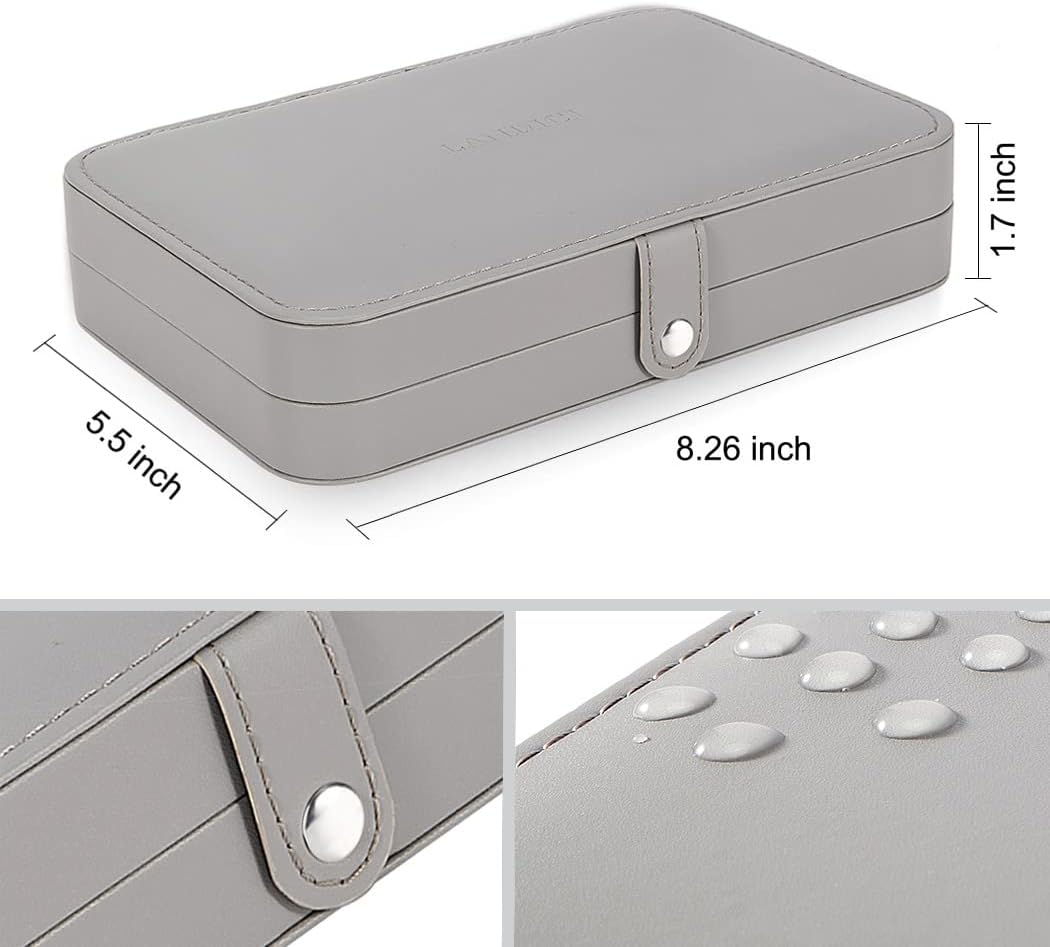 Small Jewelry Box for Women Girls, PU Leather Travel Jewelry Case, Portable Jewelry Organizer Storage Holder Display for Ring Earrings Necklace Bracelet Bangle Men Kids Gift, Black