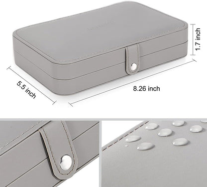 Small Jewelry Box for Women Girls, PU Leather Travel Jewelry Case, Portable Jewelry Organizer Storage Holder Display for Ring Earrings Necklace Bracelet Bangle Men Kids Gift, Black