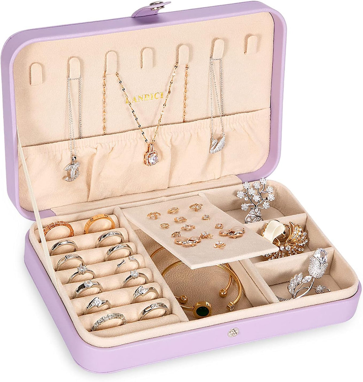 Small Jewelry Box for Women Girls, PU Leather Travel Jewelry Case, Portable Jewelry Organizer Storage Holder Display for Ring Earrings Necklace Bracelet Bangle Men Kids Gift, Black