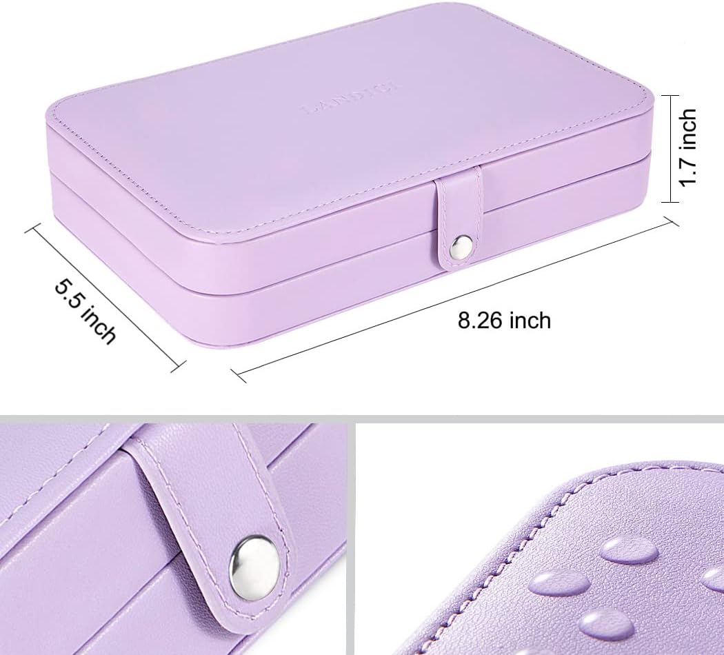 Small Jewelry Box for Women Girls, PU Leather Travel Jewelry Case, Portable Jewelry Organizer Storage Holder Display for Ring Earrings Necklace Bracelet Bangle Men Kids Gift, Black