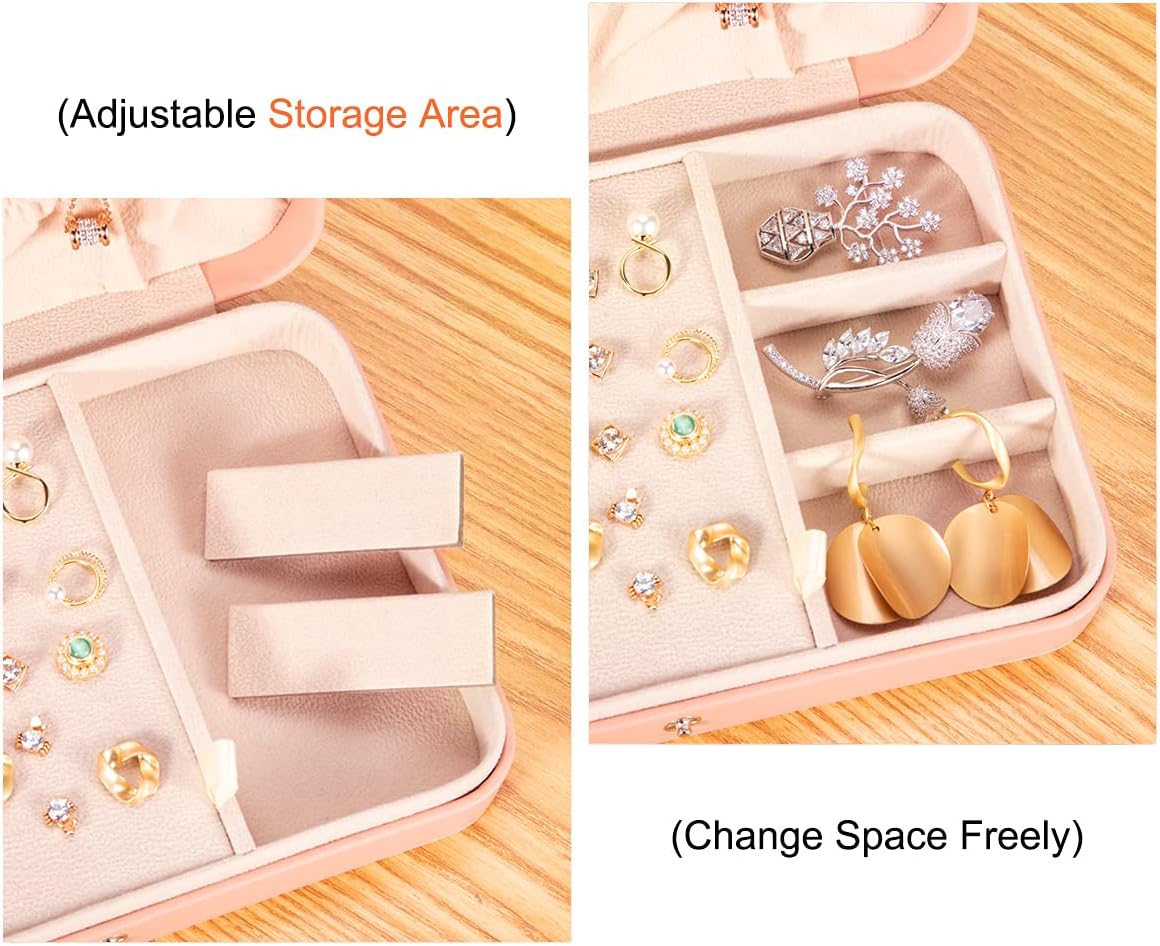 Small Jewelry Box for Women Girls, PU Leather Travel Jewelry Case, Portable Jewelry Organizer Storage Holder Display for Ring Earrings Necklace Bracelet Bangle Men Kids Gift, Black