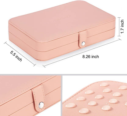 Small Jewelry Box for Women Girls, PU Leather Travel Jewelry Case, Portable Jewelry Organizer Storage Holder Display for Ring Earrings Necklace Bracelet Bangle Men Kids Gift, Black