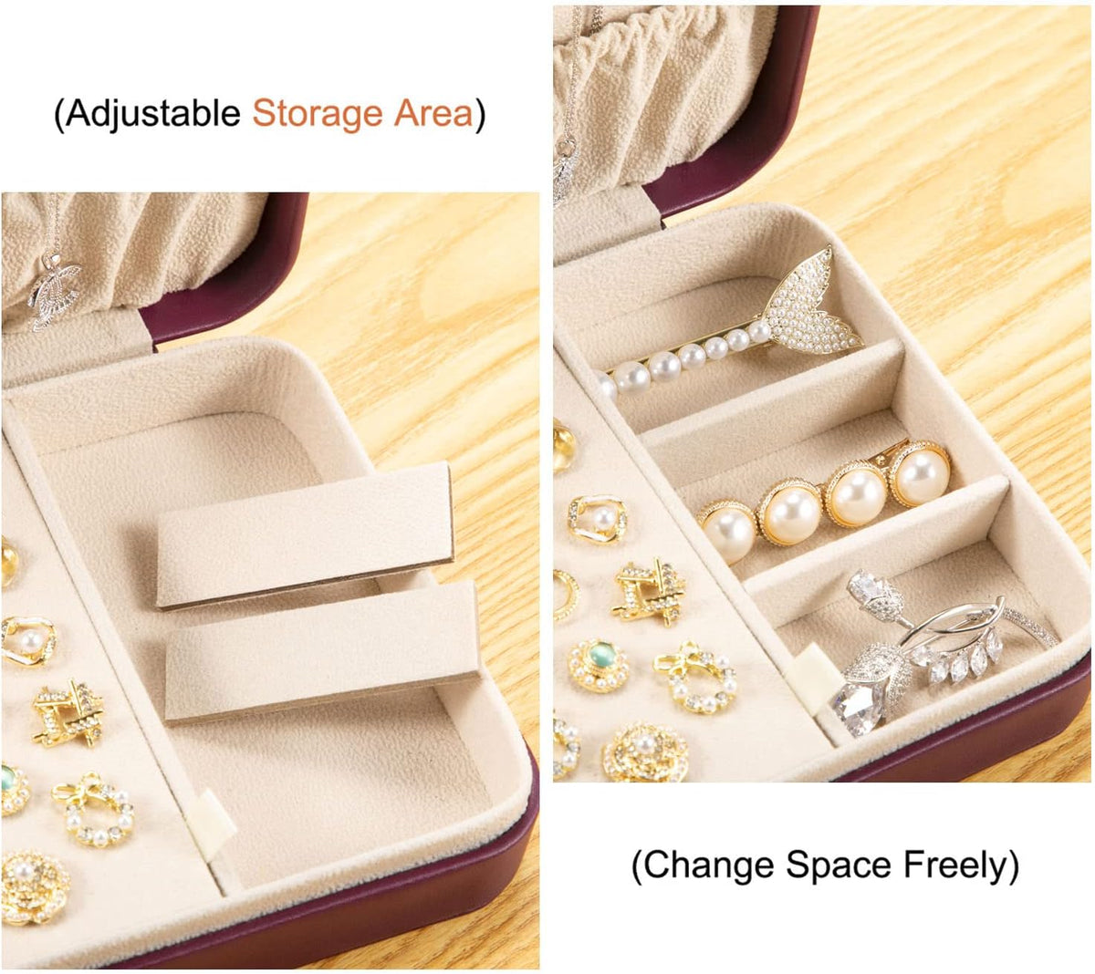 Small Jewelry Box for Women Girls, PU Leather Travel Jewelry Case, Portable Jewelry Organizer Storage Holder Display for Ring Earrings Necklace Bracelet Bangle Men Kids Gift, Black