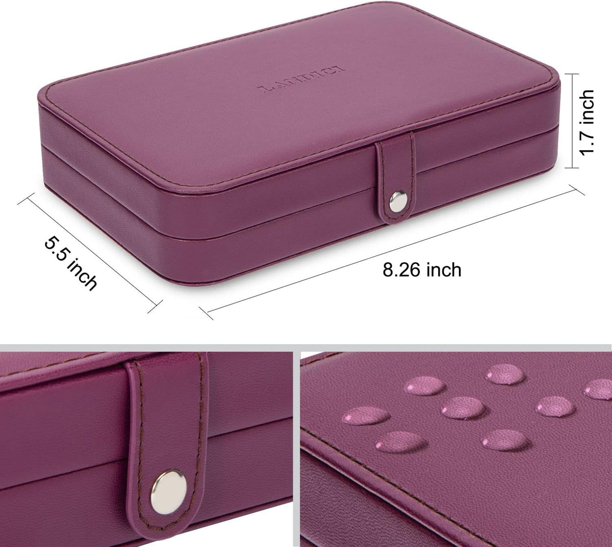 Small Jewelry Box for Women Girls, PU Leather Travel Jewelry Case, Portable Jewelry Organizer Storage Holder Display for Ring Earrings Necklace Bracelet Bangle Men Kids Gift, Black