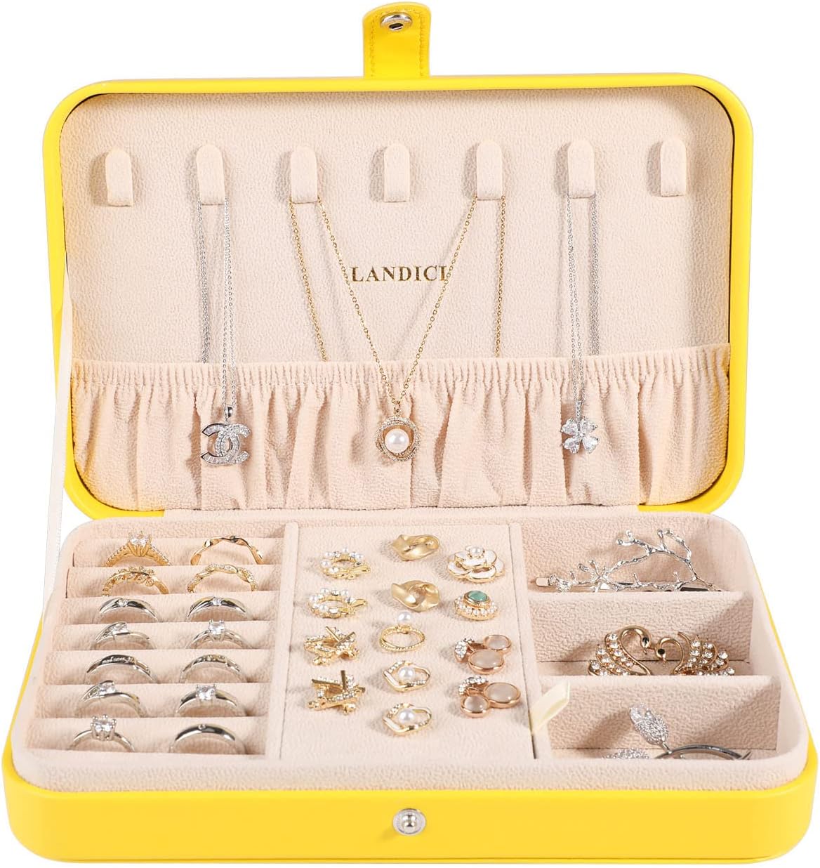 Small Jewelry Box for Women Girls, PU Leather Travel Jewelry Case, Portable Jewelry Organizer Storage Holder Display for Ring Earrings Necklace Bracelet Bangle Men Kids Gift, Black