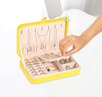 Small Jewelry Box for Women Girls, PU Leather Travel Jewelry Case, Portable Jewelry Organizer Storage Holder Display for Ring Earrings Necklace Bracelet Bangle Men Kids Gift, Black