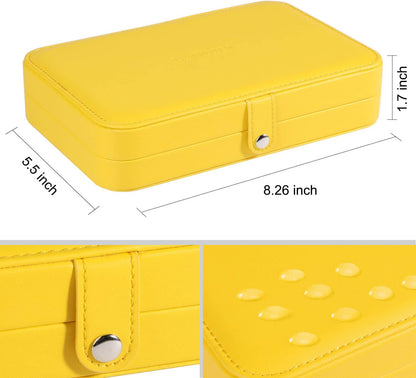 Small Jewelry Box for Women Girls, PU Leather Travel Jewelry Case, Portable Jewelry Organizer Storage Holder Display for Ring Earrings Necklace Bracelet Bangle Men Kids Gift, Black