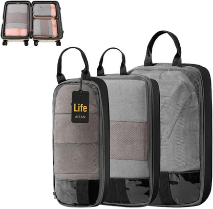 6-Piece Expandable Space-Saving Packing Cubes, compression Travel Bags Essentials Luggage Storage Organizer Laundry Accessories for Camping Vacation Suitcase Cruise Clothing(Black,4PCS)