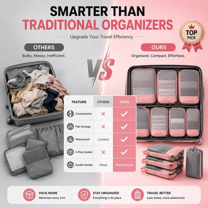 6-Piece Expandable Space-Saving Packing Cubes, compression Travel Bags Essentials Luggage Storage Organizer Laundry Accessories for Camping Vacation Suitcase Cruise Clothing(Black,4PCS)
