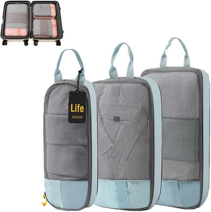 6-Piece Expandable Space-Saving Packing Cubes, compression Travel Bags Essentials Luggage Storage Organizer Laundry Accessories for Camping Vacation Suitcase Cruise Clothing(Black,4PCS)
