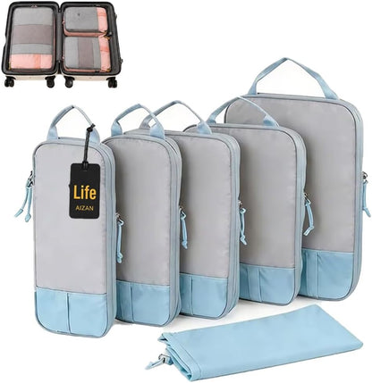 6-Piece Expandable Space-Saving Packing Cubes, compression Travel Bags Essentials Luggage Storage Organizer Laundry Accessories for Camping Vacation Suitcase Cruise Clothing(Black,4PCS)