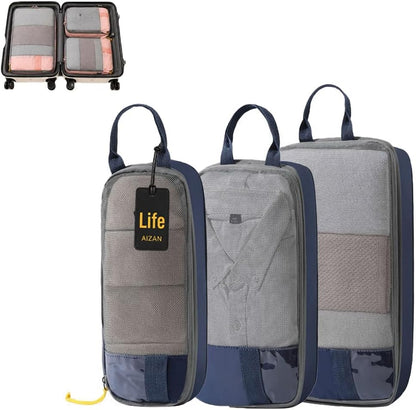 6-Piece Expandable Space-Saving Packing Cubes, compression Travel Bags Essentials Luggage Storage Organizer Laundry Accessories for Camping Vacation Suitcase Cruise Clothing(Black,4PCS)