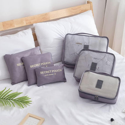 7 Set Packing Cubes Travel Luggage Packing Organizers for Suitcase, Blue Flower