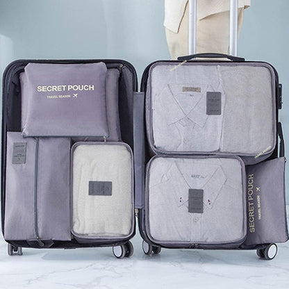 7 Set Packing Cubes Travel Luggage Packing Organizers for Suitcase, Blue Flower