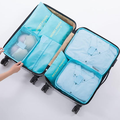 7 Set Packing Cubes Travel Luggage Packing Organizers for Suitcase, Blue Flower