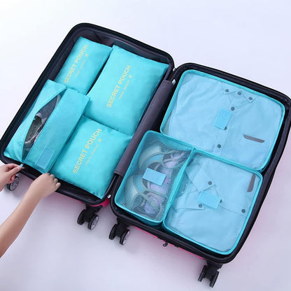 7 Set Packing Cubes Travel Luggage Packing Organizers for Suitcase, Blue Flower