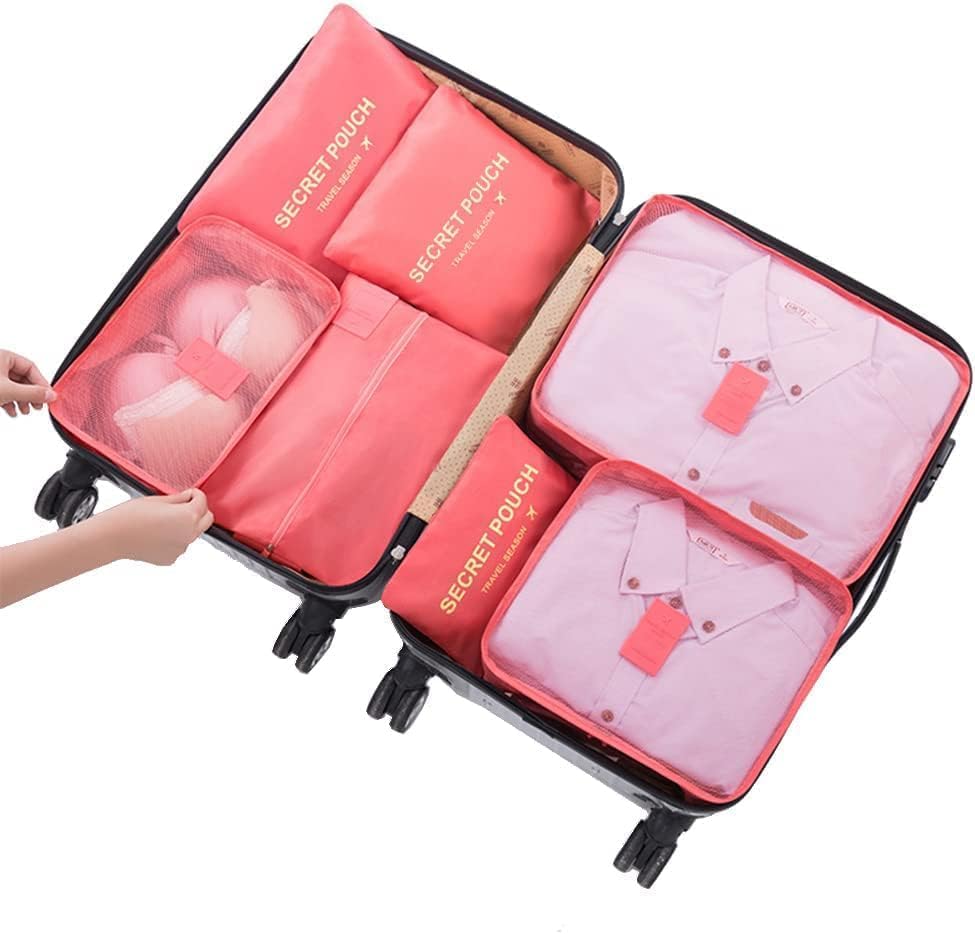 7 Set Packing Cubes Travel Luggage Packing Organizers for Suitcase, Blue Flower