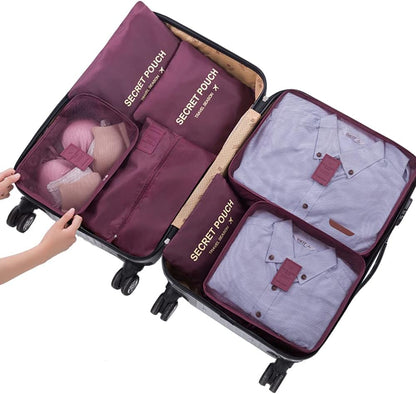 7 Set Packing Cubes Travel Luggage Packing Organizers for Suitcase, Blue Flower