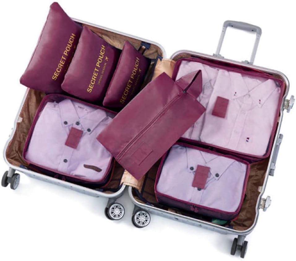 7 Set Packing Cubes Travel Luggage Packing Organizers for Suitcase, Blue Flower