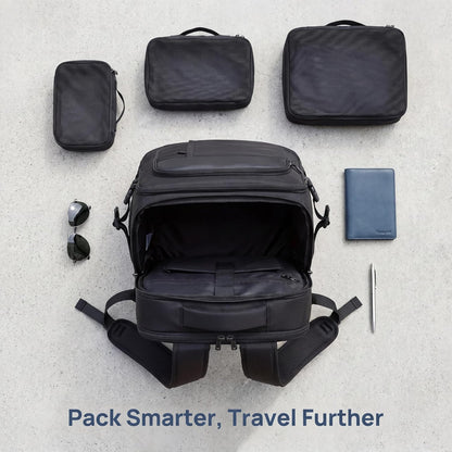Travel Backpack for Men, Convertible Pilot Bag & Work Bag, Large Capacity Laptop Backpack with Storage Cases, Casual Daypack (Black)