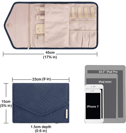 Travel Jewelry Organizer Case Foldable Small Jewelry Roll for Journey Rings, Necklaces, Earrings, Bracelets,Mini,Soft Pink