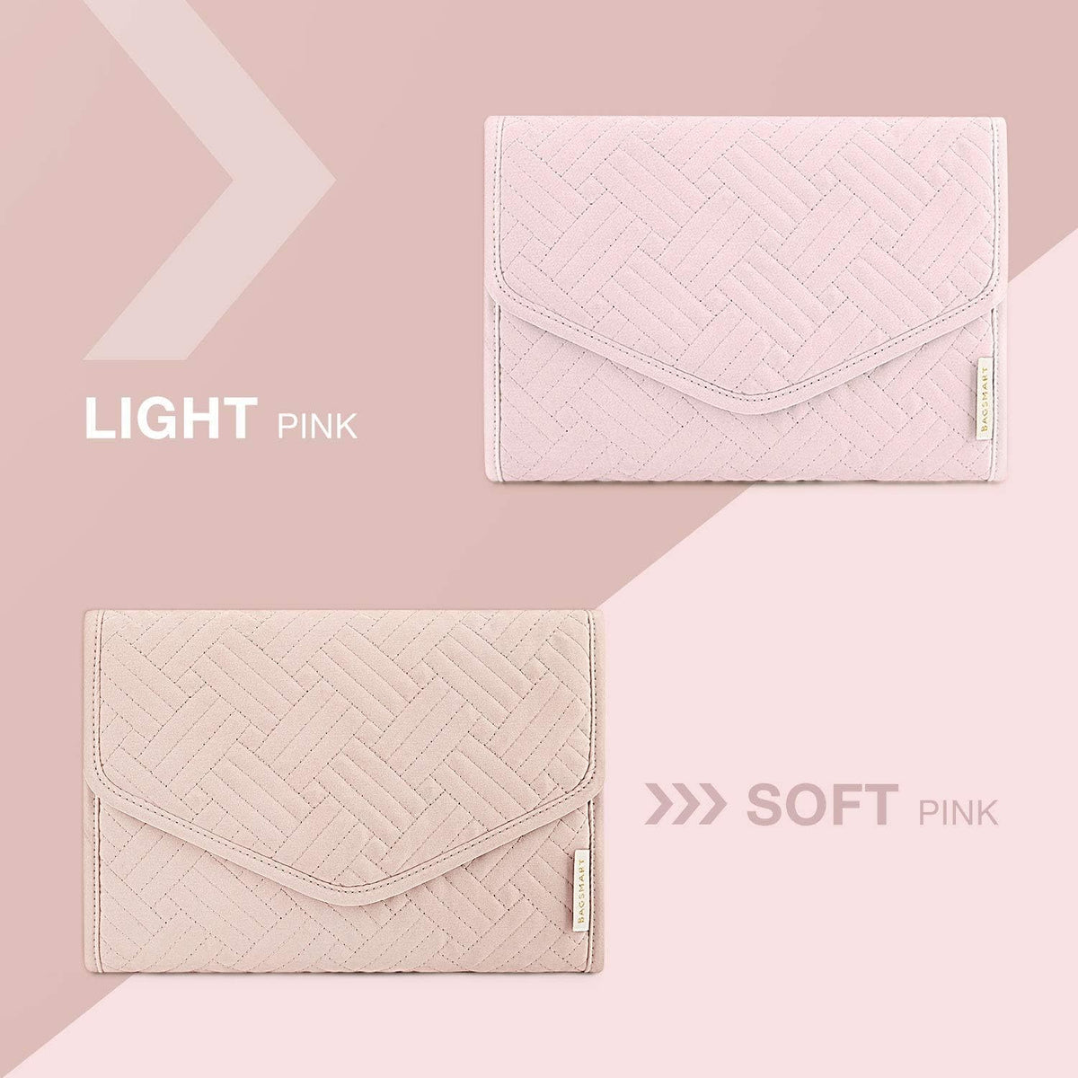 Travel Jewelry Organizer Case Foldable Small Jewelry Roll for Journey Rings, Necklaces, Earrings, Bracelets,Mini,Soft Pink