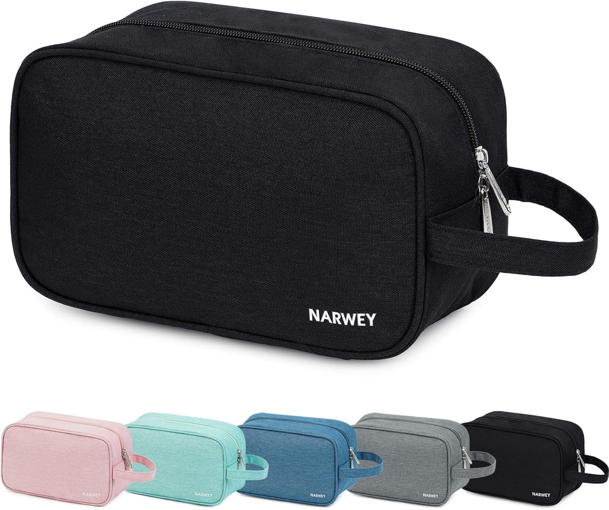 Clear Travel Toiletry Bags for Traveling Toiletries Men Women, Clear Makeup Bag Cosmetic Bag with Zipper, Make Up Pouch Organizer Bag with Handle, Skincare Beach Snack Medicine Bag, Black