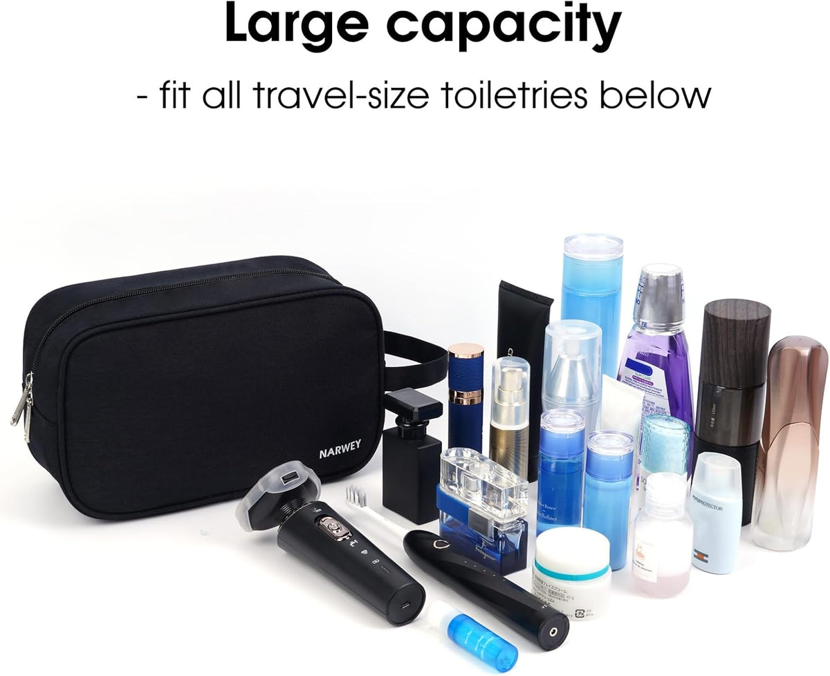 Clear Travel Toiletry Bags for Traveling Toiletries Men Women, Clear Makeup Bag Cosmetic Bag with Zipper, Make Up Pouch Organizer Bag with Handle, Skincare Beach Snack Medicine Bag, Black