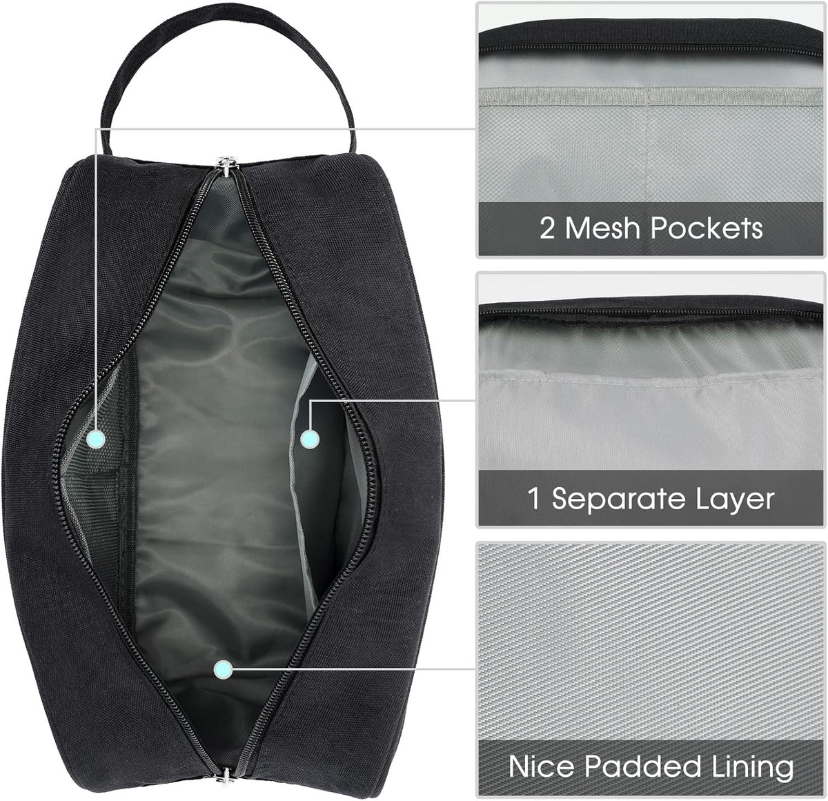 Clear Travel Toiletry Bags for Traveling Toiletries Men Women, Clear Makeup Bag Cosmetic Bag with Zipper, Make Up Pouch Organizer Bag with Handle, Skincare Beach Snack Medicine Bag, Black