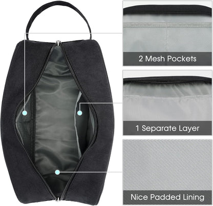 Clear Travel Toiletry Bags for Traveling Toiletries Men Women, Clear Makeup Bag Cosmetic Bag with Zipper, Make Up Pouch Organizer Bag with Handle, Skincare Beach Snack Medicine Bag, Black