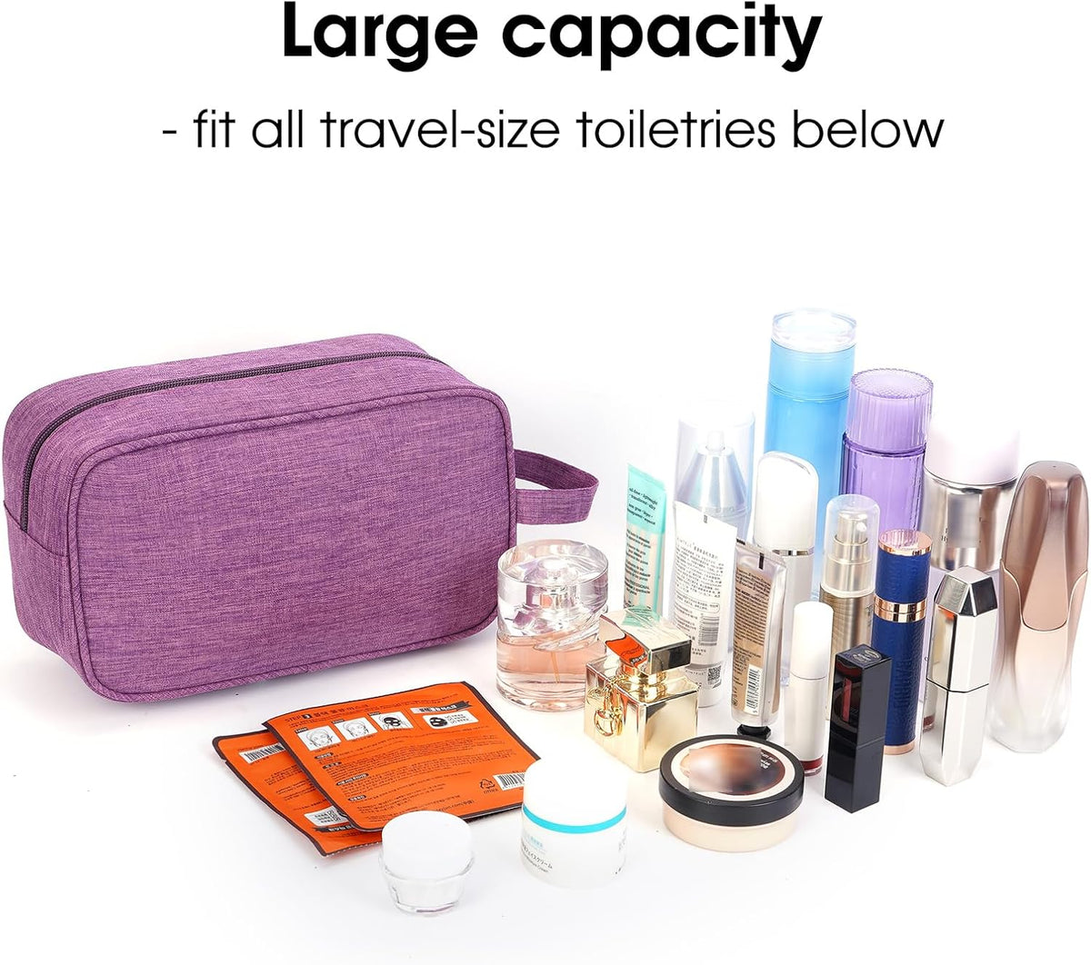 Clear Travel Toiletry Bags for Traveling Toiletries Men Women, Clear Makeup Bag Cosmetic Bag with Zipper, Make Up Pouch Organizer Bag with Handle, Skincare Beach Snack Medicine Bag, Black
