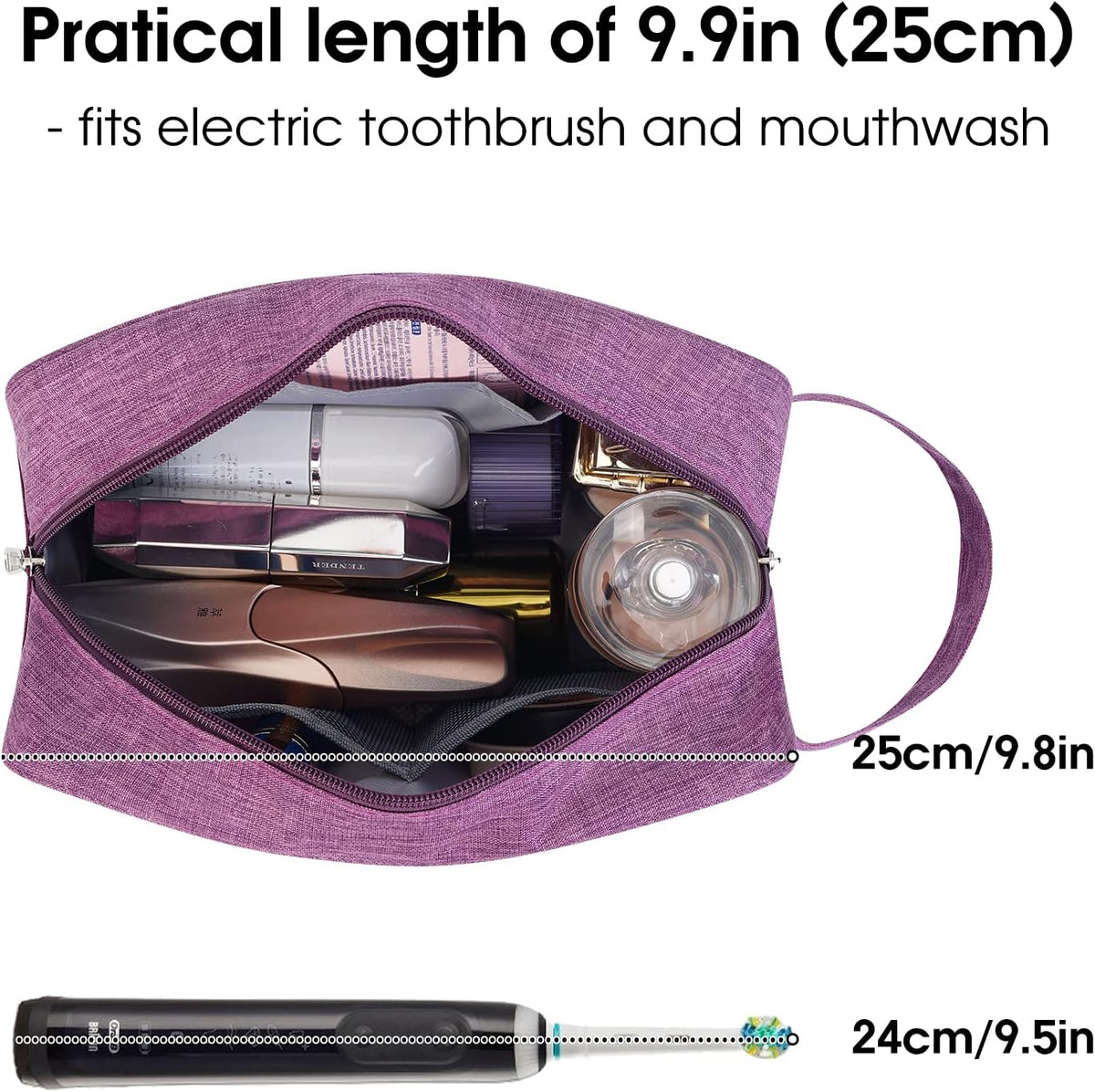 Clear Travel Toiletry Bags for Traveling Toiletries Men Women, Clear Makeup Bag Cosmetic Bag with Zipper, Make Up Pouch Organizer Bag with Handle, Skincare Beach Snack Medicine Bag, Black
