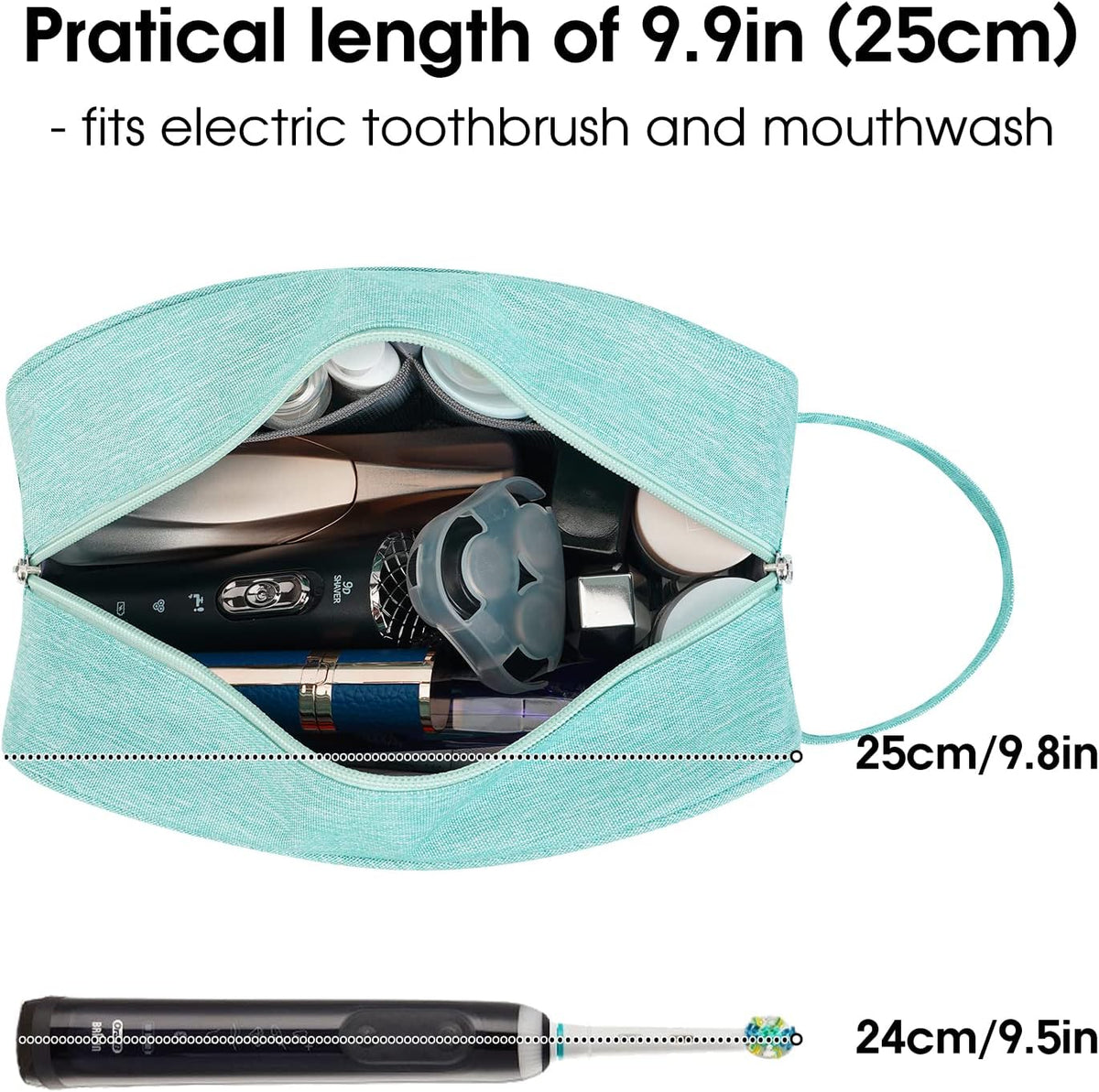 Clear Travel Toiletry Bags for Traveling Toiletries Men Women, Clear Makeup Bag Cosmetic Bag with Zipper, Make Up Pouch Organizer Bag with Handle, Skincare Beach Snack Medicine Bag, Black