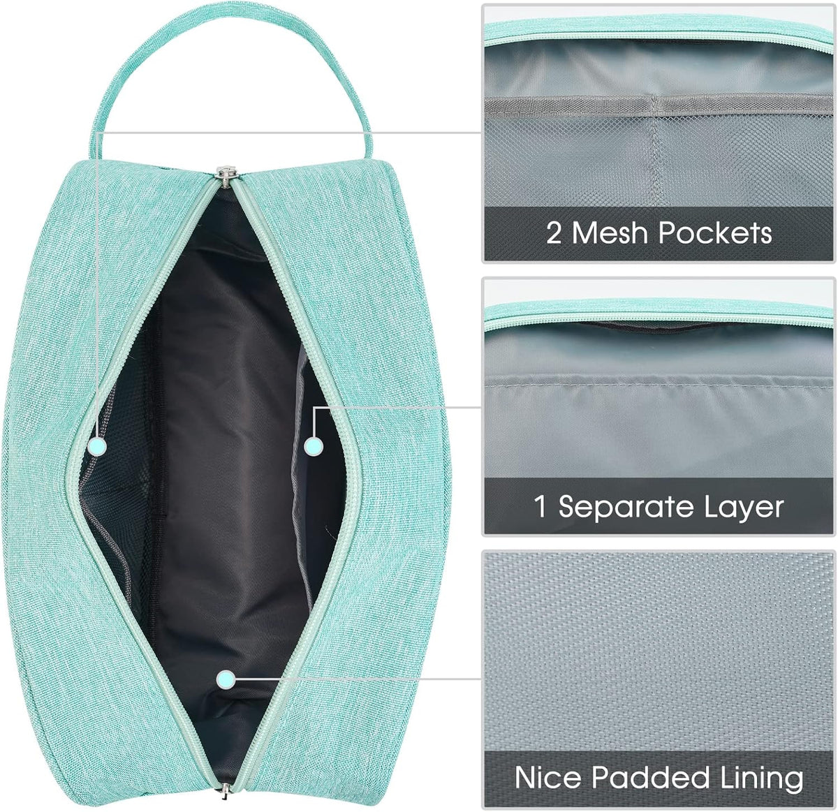 Clear Travel Toiletry Bags for Traveling Toiletries Men Women, Clear Makeup Bag Cosmetic Bag with Zipper, Make Up Pouch Organizer Bag with Handle, Skincare Beach Snack Medicine Bag, Black