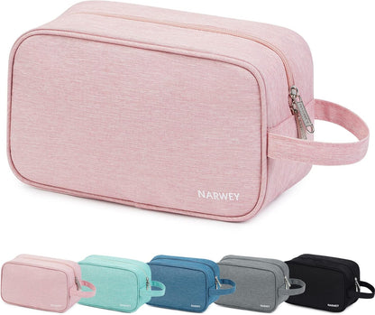 Clear Travel Toiletry Bags for Traveling Toiletries Men Women, Clear Makeup Bag Cosmetic Bag with Zipper, Make Up Pouch Organizer Bag with Handle, Skincare Beach Snack Medicine Bag, Black