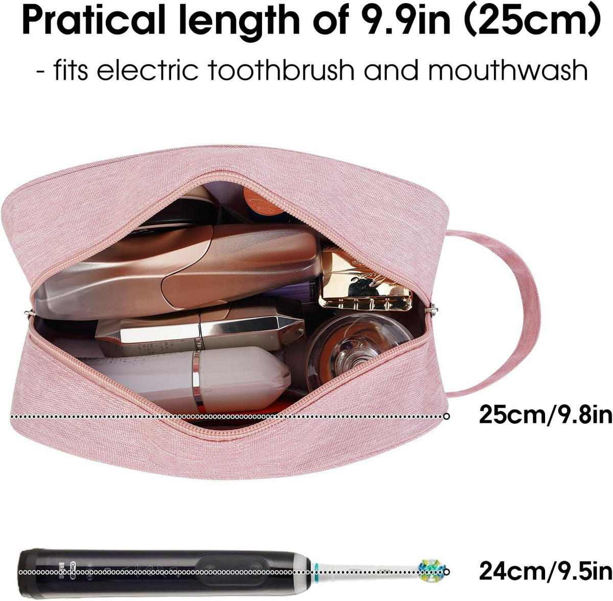 Clear Travel Toiletry Bags for Traveling Toiletries Men Women, Clear Makeup Bag Cosmetic Bag with Zipper, Make Up Pouch Organizer Bag with Handle, Skincare Beach Snack Medicine Bag, Black