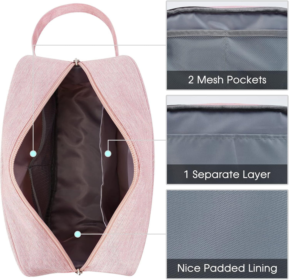 Clear Travel Toiletry Bags for Traveling Toiletries Men Women, Clear Makeup Bag Cosmetic Bag with Zipper, Make Up Pouch Organizer Bag with Handle, Skincare Beach Snack Medicine Bag, Black