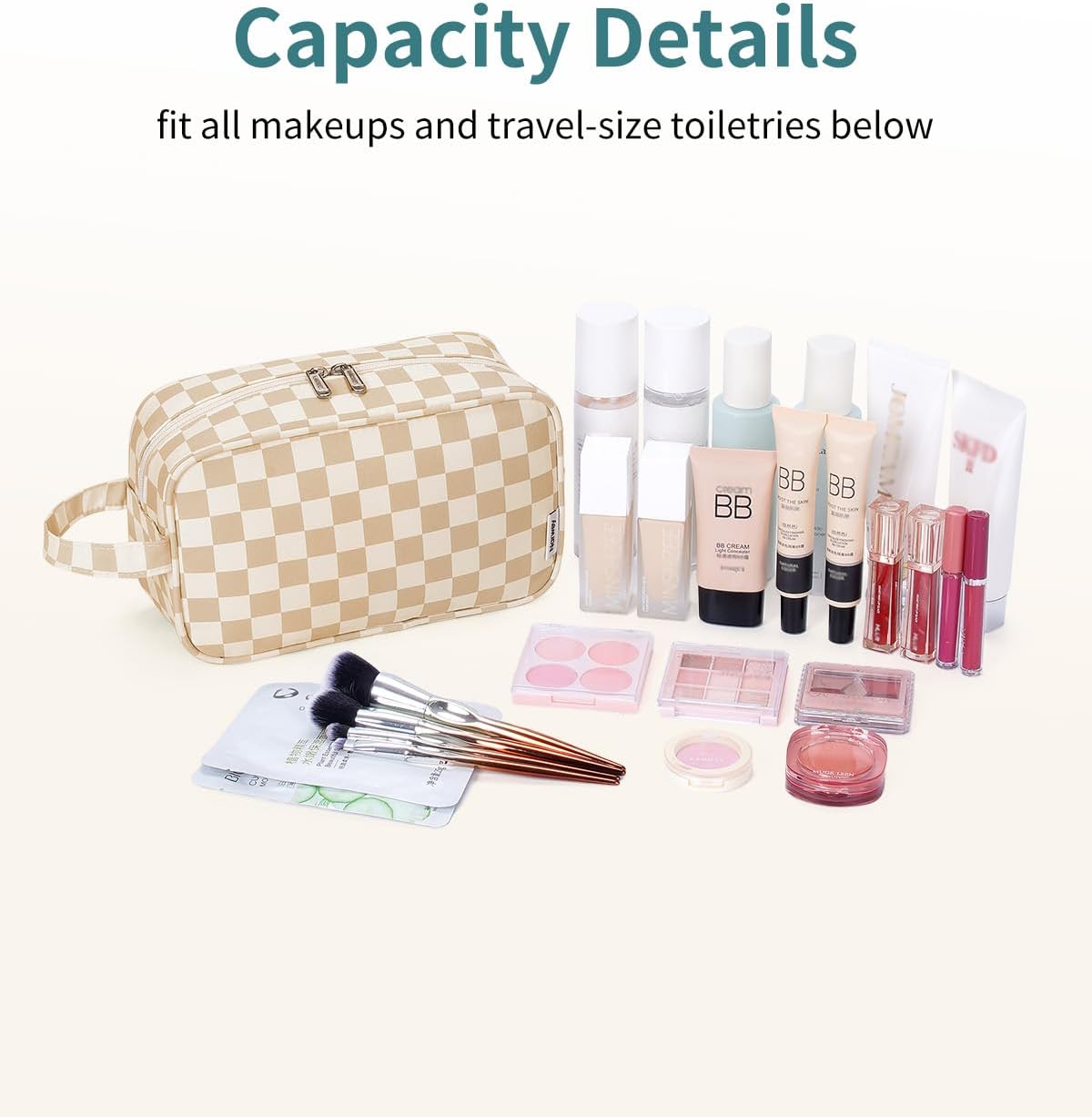 Clear Travel Toiletry Bags for Traveling Toiletries Men Women, Clear Makeup Bag Cosmetic Bag with Zipper, Make Up Pouch Organizer Bag with Handle, Skincare Beach Snack Medicine Bag, Black