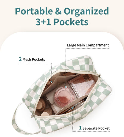Clear Travel Toiletry Bags for Traveling Toiletries Men Women, Clear Makeup Bag Cosmetic Bag with Zipper, Make Up Pouch Organizer Bag with Handle, Skincare Beach Snack Medicine Bag, Black