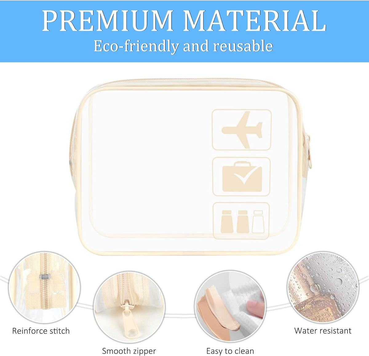 3Pcs TSA Approved Toiletry Bag, Clear Travel Toiletry Bag, Clear Makeup Bag, Waterproof Travel Makeup Cosmetic Bag, Carry On Airport Airline Quart Size Travel Bag for Women Men (Black)