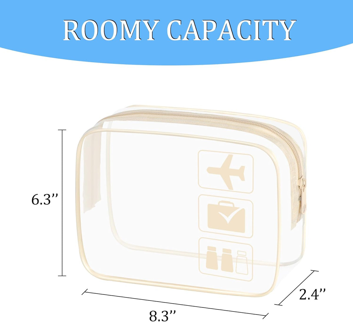 3Pcs TSA Approved Toiletry Bag, Clear Travel Toiletry Bag, Clear Makeup Bag, Waterproof Travel Makeup Cosmetic Bag, Carry On Airport Airline Quart Size Travel Bag for Women Men (Black)