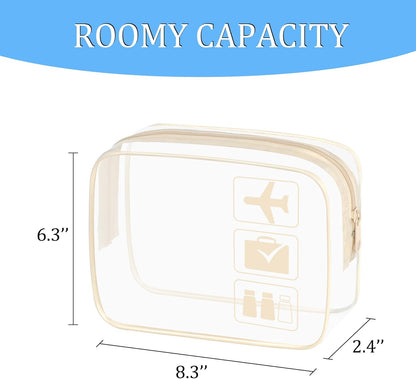 3Pcs TSA Approved Toiletry Bag, Clear Travel Toiletry Bag, Clear Makeup Bag, Waterproof Travel Makeup Cosmetic Bag, Carry On Airport Airline Quart Size Travel Bag for Women Men (Black)