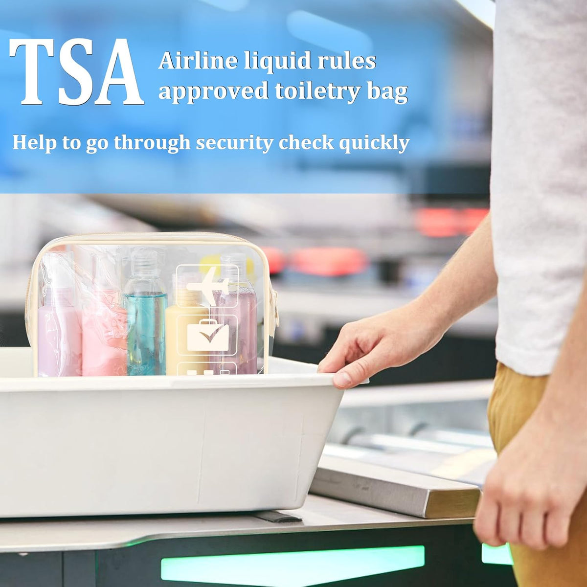 3Pcs TSA Approved Toiletry Bag, Clear Travel Toiletry Bag, Clear Makeup Bag, Waterproof Travel Makeup Cosmetic Bag, Carry On Airport Airline Quart Size Travel Bag for Women Men (Black)