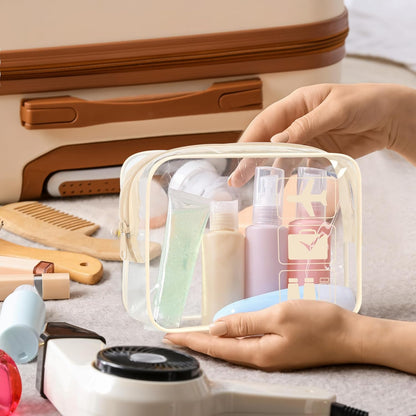 3Pcs TSA Approved Toiletry Bag, Clear Travel Toiletry Bag, Clear Makeup Bag, Waterproof Travel Makeup Cosmetic Bag, Carry On Airport Airline Quart Size Travel Bag for Women Men (Black)