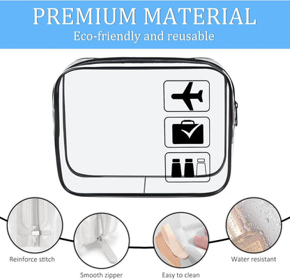 3Pcs TSA Approved Toiletry Bag, Clear Travel Toiletry Bag, Clear Makeup Bag, Waterproof Travel Makeup Cosmetic Bag, Carry On Airport Airline Quart Size Travel Bag for Women Men (Black)