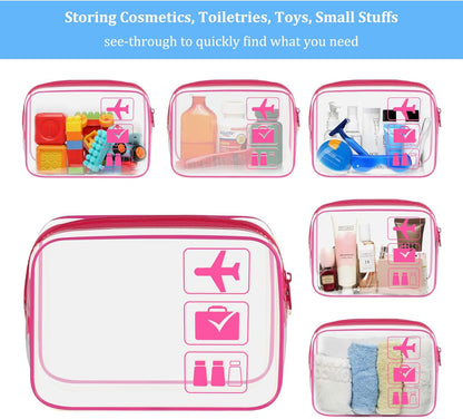 3Pcs TSA Approved Toiletry Bag, Clear Travel Toiletry Bag, Clear Makeup Bag, Waterproof Travel Makeup Cosmetic Bag, Carry On Airport Airline Quart Size Travel Bag for Women Men (Black)